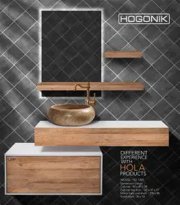 روشویی کابینتی هلا مدل hd120 - با آینه نور مخفی