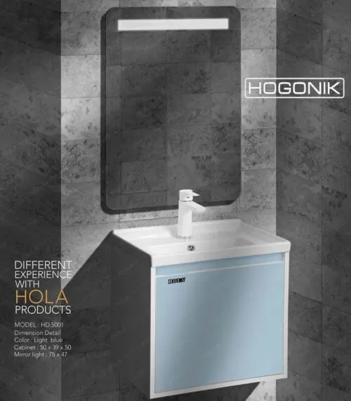 روشویی کابینتی، رنگ آبی آسمانی، hola، دیواری