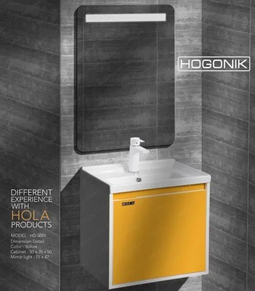 روشویی کابینتی، رنگ زرد، hola، دیواری