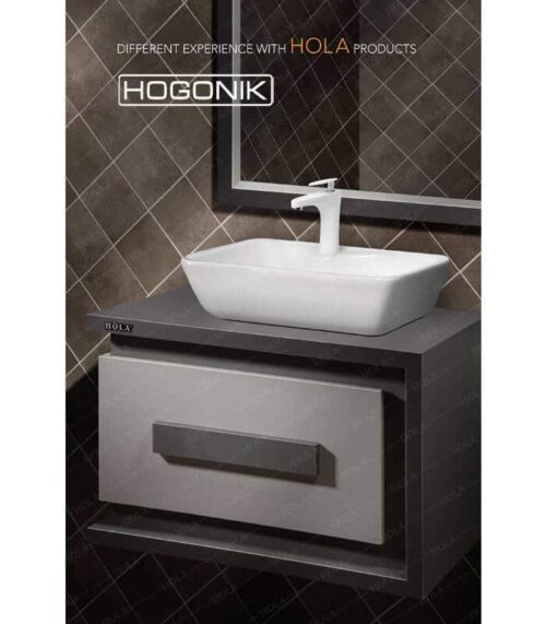 روشویی کابینتی کد hd7000 با سنگ روشویی هما مستطیل شیر سرخود