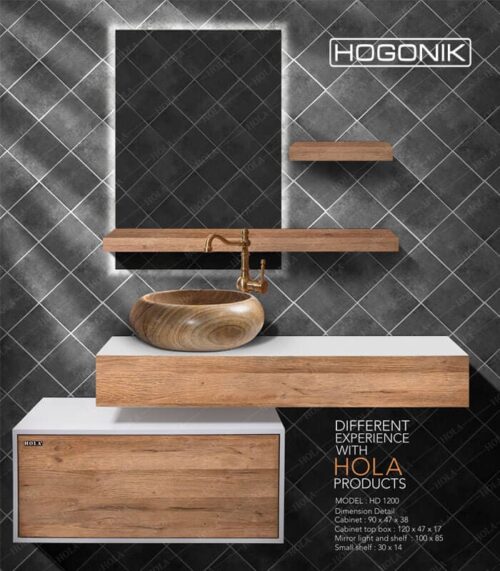 روشویی کابینتی هلا مدل hd120 - با آینه نور مخفی