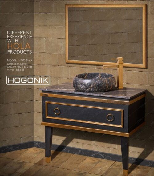 روشویی کابینتی، hola، پایه دار، مشکی طلایی
