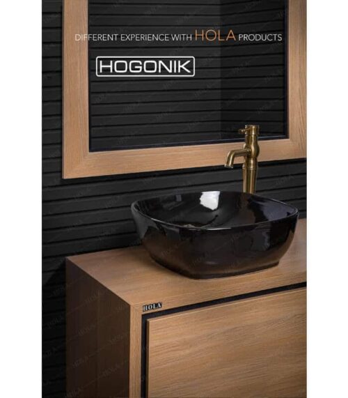 نمای نزدیک روشویی کابینتی هلا کد hd8006 طرح چوب