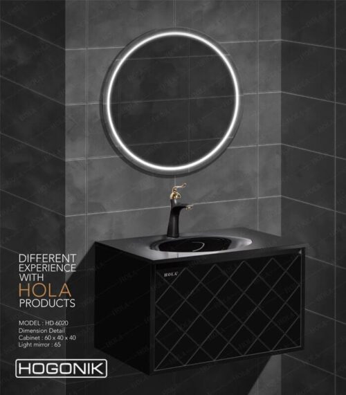 روشویی کابینتی هلا مدل hd6020 رنگ مشکی 60 سانتی